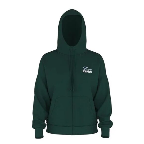 Victoria's Secret PINK Ivy Fleece Campus Full-Zip Hoodie (Deep Forest Aspen) - Picture 3 of 7